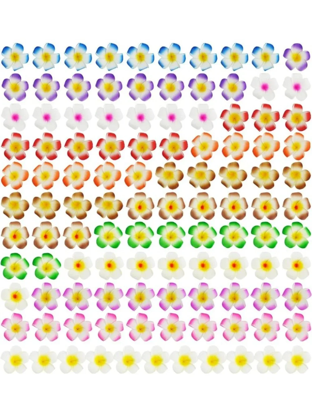 110 Pcs Plumeria Foam Hair Clips - Hawaiian Floral Accessories for Weddings